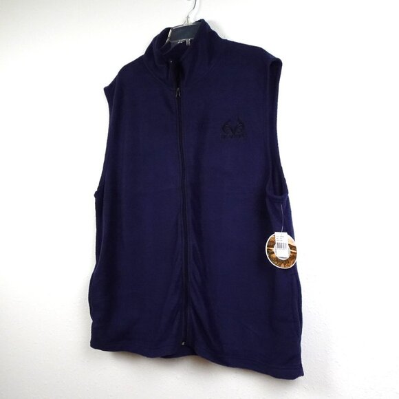 Realtree Fleece Vest Men’s Size 2XL Blue Full Zip Logo Winter Hunting - Picture 3 of 7